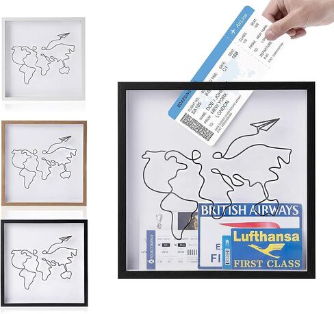 Adventure Archive Box for Memories, Travel Shadow Box with Slot, Life in a Box Travel Frame, Top Loading Shadow Box for Keepsakes, Travel Memory Box (Black, 12x12in) in Saudi Arabia