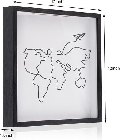 Adventure Archive Box for Memories, Travel Shadow Box with Slot, Life in a Box Travel Frame, Top Loading Shadow Box for Keepsakes, Travel Memory Box (Black, 12x12in) in Saudi Arabia