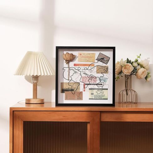 Adventure Archive Box for Memories, Travel Shadow Box with Slot, Life in a Box Travel Frame, Top Loading Shadow Box for Keepsakes, Travel Memory Box (Black, 12x12in) in Saudi Arabia