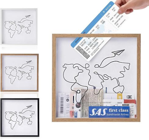 Adventure Archive Box for Memories, Travel Shadow Box with Slot, Life in a Box Travel Frame, Top Loading Shadow Box for Keepsakes, Travel Memory Box (Black, 12x12in) in Saudi Arabia
