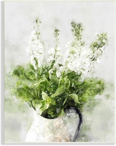 Stupell Industries Modern Country Lilac Bouquet in Abstract Milk Pitcher Wood Wall Art,Green in Saudi Arabia