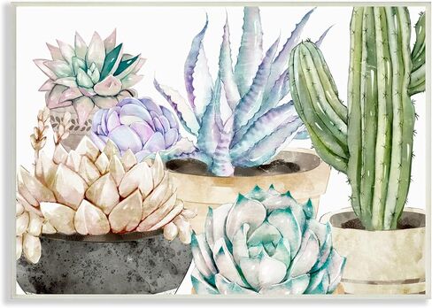 Stupell Industries Chic Indoor Succulents and Cacti Modern Pottery Wood Wall Art in Saudi Arabia