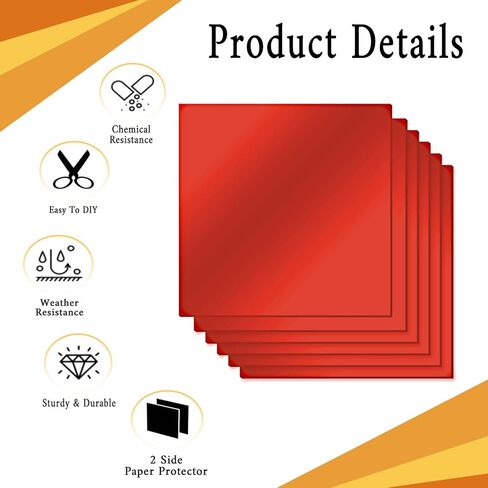 6 قطع من أوراق الأكريليك الحمراء من QTLCOHD مقاس 30.48 سم × 30.48 سم، ورقة بلاستيكية بسمك 1/8 بوصة من الأكريليك للقطع والنقش بالليزر لديكور المنزل وديكور الحائط in Kuwait