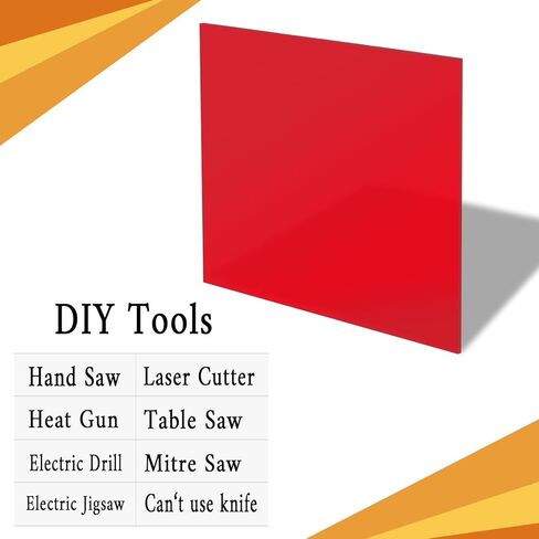 6 قطع من أوراق الأكريليك الحمراء من QTLCOHD مقاس 30.48 سم × 30.48 سم، ورقة بلاستيكية بسمك 1/8 بوصة من الأكريليك للقطع والنقش بالليزر لديكور المنزل وديكور الحائط in Kuwait