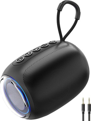 Portable Bluetooth Speaker with Crystal-Clear Stereo Sound, Built-in Microphone for Hands-Free Calling, 12 Hours Playtime, Support TWS Pairing, TF Card/USB Drive/AUX Line-in Playback in Kuwait
