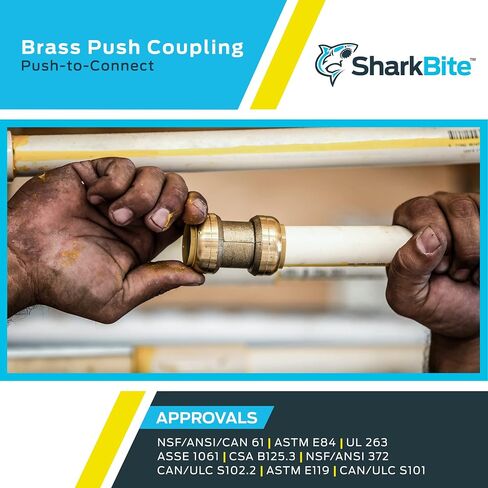 وصلة SharkBite مقاس 1 بوصة، ادفع لتوصيل تركيبات السباكة النحاسية، أنابيب PEX، النحاس، CPVC، PE-RT، HDPE، U020LFA in Saudi Arabia