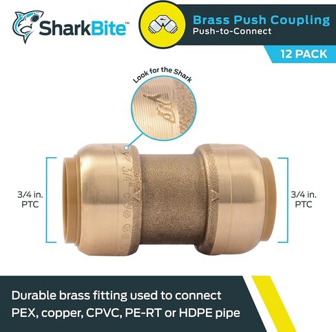 وصلة SharkBite مقاس 1 بوصة، ادفع لتوصيل تركيبات السباكة النحاسية، أنابيب PEX، النحاس، CPVC، PE-RT، HDPE، U020LFA in Saudi Arabia