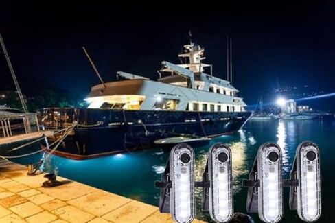 LED Boat Light,LED Navigation Lights Kit for Boat Kayak, Stern Lights Battery Operated, Rechargeable LED Lights, Bike Tail Light, 4 Light Mode Options (4White) in Kuwait