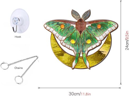 11.8 Inches Green Butterfly Acrylic Window Hanging Decor Moon Stained Panel Hangings Decorative Wall Art Mural for Bedroom Office Garden Wall Decoration Indoor Window Decor in Saudi Arabia