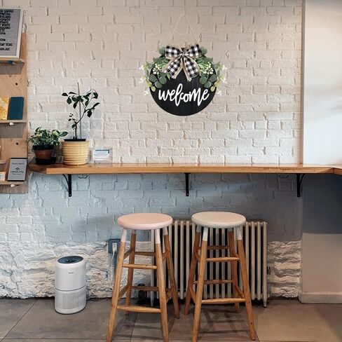 علامة ترحيب لديكور الباب الأمامي، إكليل ديكور جداري لمنزل المزرعة مع إكليل الأوكالبتوس وقوس الجاموس، علامة ترحيب إكليل موسمي ريفي خشبي، علامة ديكور المنزل in Kuwait