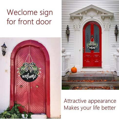 علامة ترحيب لديكور الباب الأمامي، إكليل ديكور جداري لمنزل المزرعة مع إكليل الأوكالبتوس وقوس الجاموس، علامة ترحيب إكليل موسمي ريفي خشبي، علامة ديكور المنزل in Kuwait