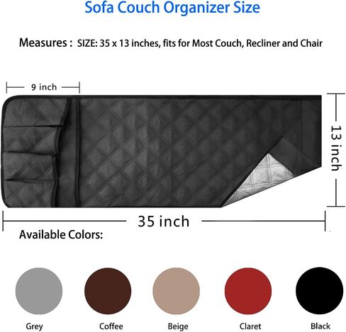 Non-Slip Sofa Recliner Remote Control Holder, Waterproof Soft Sofa Chair Couch Armrest Organizer with 5 Pockets Armchair Caddy for tablets, Phones, Book, Magazines, Ipad, Remotes -2 Packs(Black) in Saudi Arabia