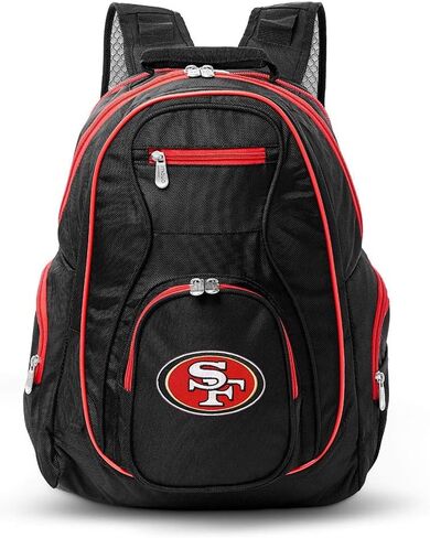 حقيبة ظهر Denco San Francisco 49ers - حقيبة ظهر للكمبيوتر المحمول مع حواف ملونة للفريق، أسود، ممتدة: 19 بوصة ارتفاع × 13 بوصة عرض × 11 بوصة عمق؛ حجرة الكمبيوتر المحمول: 19 بوصة ارتفاع × 13 بوصة عرض × 3 بوصة عمق in Saudi Arabia