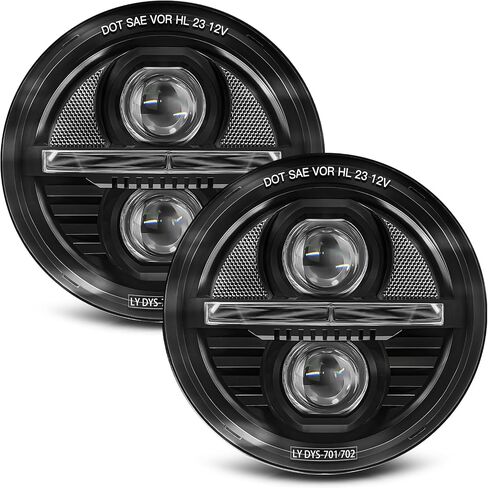 7 inch LED Headlight 2PCS Cool White High Low Beam Plug and Play 7" round Headlights H6024 LED Headlight DOT Approved Compatible with Jeep Wrangler JK TJ CJ, Truck SUV etc (Reflector (2pcs)) in Saudi Arabia
