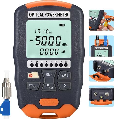 جهاز قياس طاقة الألياف الضوئية A-D50 -50~+26 ديسيبل متر، محدد موقع الأخطاء البصرية المدمج بطول 50 كيلومترًا، واجهة عالمية SC/FC/ST مع جهاز اختبار كابل الألياف الضوئية بمحول FC-LC (OPM VFL RJ45) in Kuwait