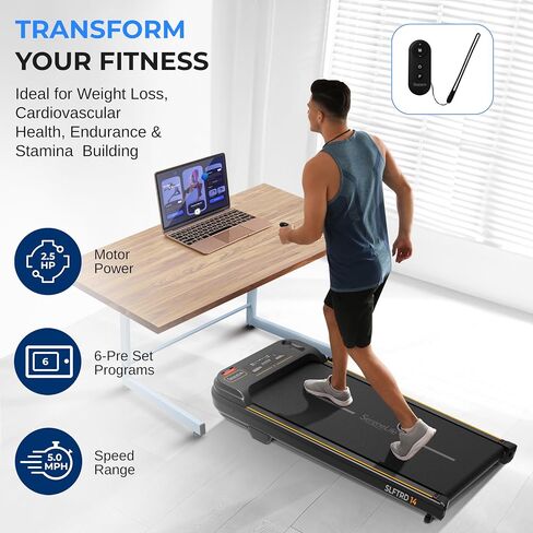 SereneLife Portable Walking Pad Treadmill, 0.6-5.0 MPH Electric Low-Speed Fitness Under Desk Treadmill, Smart Speed Control Walking Mat, Mini Portable Treadmills for Home Small Spaces & Office Use in Saudi Arabia