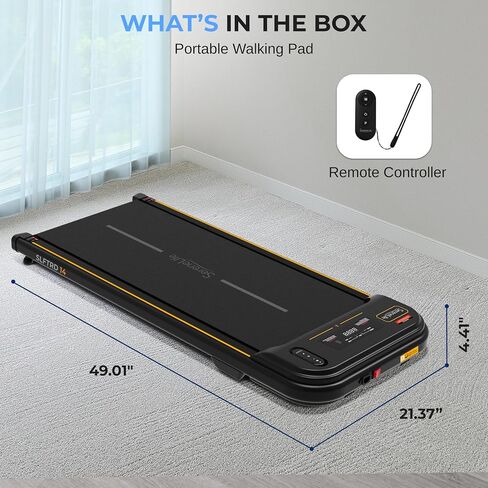 SereneLife Portable Walking Pad Treadmill, 0.6-5.0 MPH Electric Low-Speed Fitness Under Desk Treadmill, Smart Speed Control Walking Mat, Mini Portable Treadmills for Home Small Spaces & Office Use in Saudi Arabia