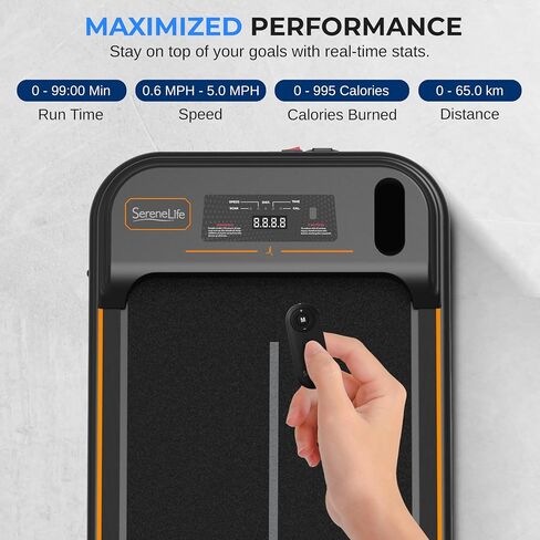 SereneLife Portable Walking Pad Treadmill, 0.6-5.0 MPH Electric Low-Speed Fitness Under Desk Treadmill, Smart Speed Control Walking Mat, Mini Portable Treadmills for Home Small Spaces & Office Use in Saudi Arabia