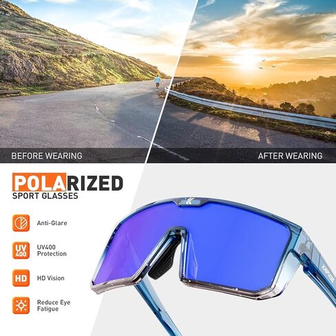 KAPVOE Polarized Cycling Glasses Sports Sunglasses for Men Women, UV400 Protection MTB Bicycle Baseball Mountain Bike Glasses in Kuwait