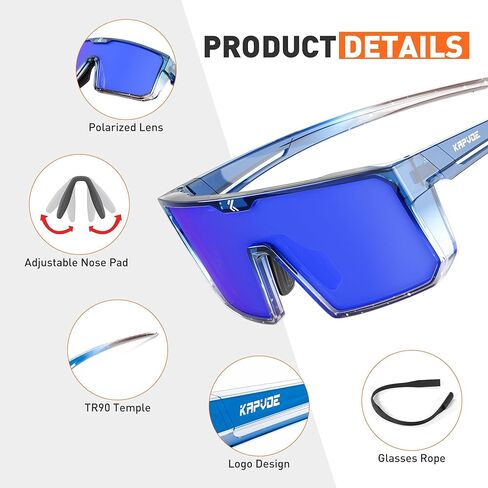 KAPVOE Polarized Cycling Glasses Sports Sunglasses for Men Women, UV400 Protection MTB Bicycle Baseball Mountain Bike Glasses in Kuwait