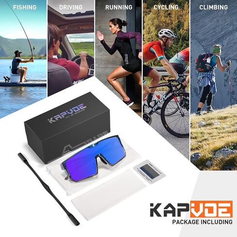 KAPVOE Polarized Cycling Glasses Sports Sunglasses for Men Women, UV400 Protection MTB Bicycle Baseball Mountain Bike Glasses in Kuwait