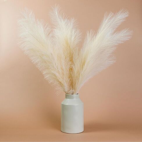 باقة عشب بامباس بيضاء مجففة مقاس 44 بوصة، باقة ديكور منزلي بوهو، زهور بوهو ريفية، قطعة مركزية لديكور طاولة المنزل، عشب بامباس رقيق in Kuwait