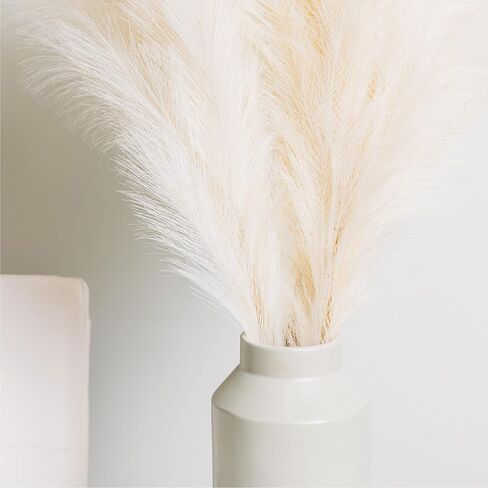 باقة عشب بامباس بيضاء مجففة مقاس 44 بوصة، باقة ديكور منزلي بوهو، زهور بوهو ريفية، قطعة مركزية لديكور طاولة المنزل، عشب بامباس رقيق in Kuwait