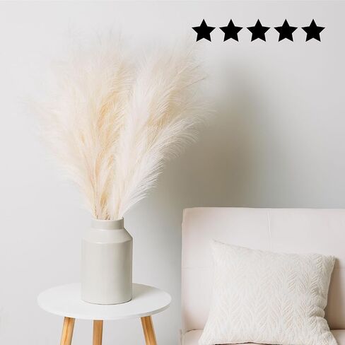 باقة عشب بامباس بيضاء مجففة مقاس 44 بوصة، باقة ديكور منزلي بوهو، زهور بوهو ريفية، قطعة مركزية لديكور طاولة المنزل، عشب بامباس رقيق in Kuwait