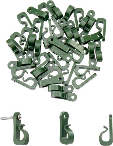 40 قطعة من خطافات جانبية للتعليق في الهواء الطلق من Wealrit، مشابك خطافات شماعات خفيفة، برغي في خطافات لتعليق ضوء عيد الميلاد (أخضر) in Kuwait