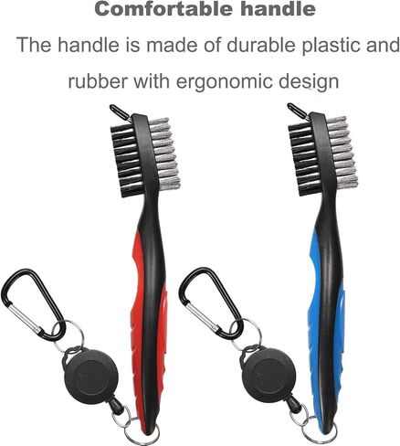 2PCS Golf Club Brush Groove Cleaner with 2 Ft Retractable Zip-line and Aluminum Carabiner Cleaning Tools in Kuwait