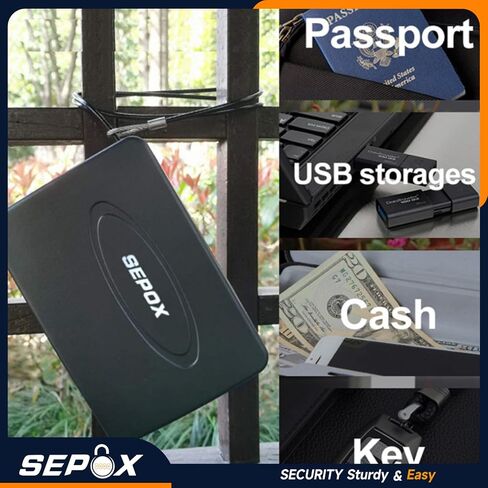 صندوق قفل أمان محمول من SEPOX® Twins مصنوع من الفولاذ، خزانة تخزين شخصية آمنة للسفر للأشياء الصغيرة، مع كابل بطول 3 أقدام وقفل مجموعة قابل لإعادة الضبط للسكن والسيارة والرياضة والمكتب ومقاوم للماء in Kuwait
