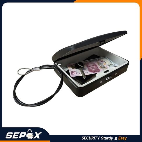 صندوق قفل أمان محمول من SEPOX® Twins مصنوع من الفولاذ، خزانة تخزين شخصية آمنة للسفر للأشياء الصغيرة، مع كابل بطول 3 أقدام وقفل مجموعة قابل لإعادة الضبط للسكن والسيارة والرياضة والمكتب ومقاوم للماء in Kuwait