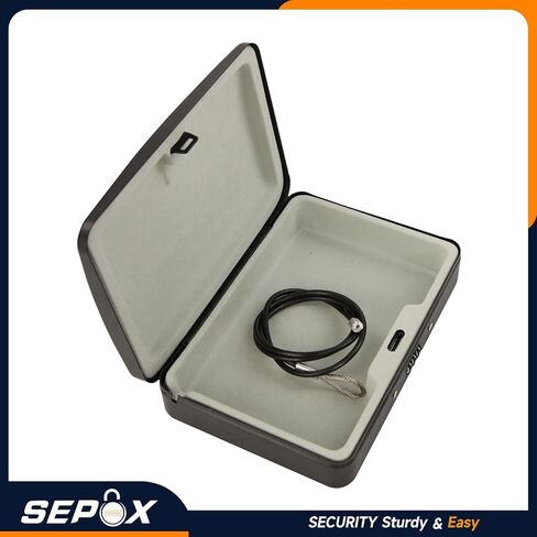 صندوق قفل أمان محمول من SEPOX® Twins مصنوع من الفولاذ، خزانة تخزين شخصية آمنة للسفر للأشياء الصغيرة، مع كابل بطول 3 أقدام وقفل مجموعة قابل لإعادة الضبط للسكن والسيارة والرياضة والمكتب ومقاوم للماء in Kuwait