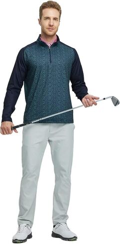 M MAELREG Quarter Zip Pullover Men Moisture Wicking Lightweight Sports Print Mock Neck Golf 1/4 Zip Pullover Mens Sweatshirt in Saudi Arabia