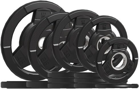 Weight Plate 2-Inch Rubber Coated Olympic Grip Plate for Barbell,Solid Cast Iron Weight Plates for Strength Training,Weightlifting,Crossfit,Home Gym, Single and Pair, 2.5/5/10/15/25/35/45 LB in Saudi Arabia