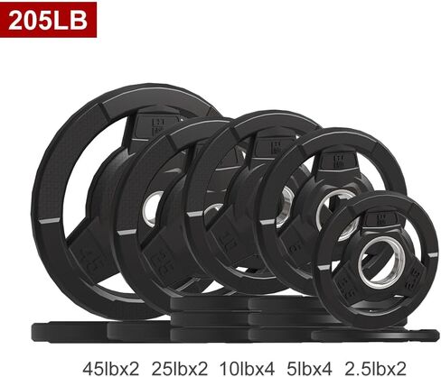 Weight Plate 2-Inch Rubber Coated Olympic Grip Plate for Barbell,Solid Cast Iron Weight Plates for Strength Training,Weightlifting,Crossfit,Home Gym, Single and Pair, 2.5/5/10/15/25/35/45 LB in Saudi Arabia