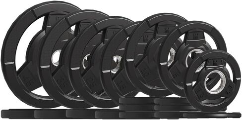 Weight Plate 2-Inch Rubber Coated Olympic Grip Plate for Barbell,Solid Cast Iron Weight Plates for Strength Training,Weightlifting,Crossfit,Home Gym, Single and Pair, 2.5/5/10/15/25/35/45 LB in Saudi Arabia