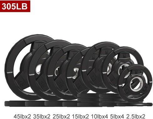 Weight Plate 2-Inch Rubber Coated Olympic Grip Plate for Barbell,Solid Cast Iron Weight Plates for Strength Training,Weightlifting,Crossfit,Home Gym, Single and Pair, 2.5/5/10/15/25/35/45 LB in Saudi Arabia