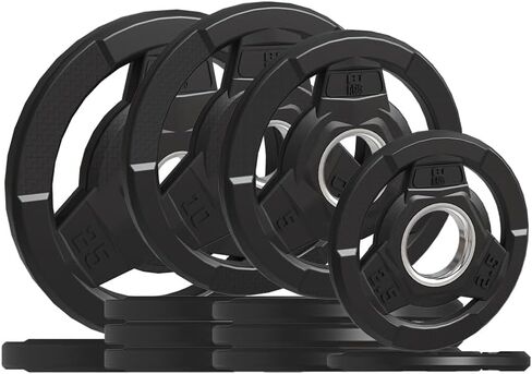 Weight Plate 2-Inch Rubber Coated Olympic Grip Plate for Barbell,Solid Cast Iron Weight Plates for Strength Training,Weightlifting,Crossfit,Home Gym, Single and Pair, 2.5/5/10/15/25/35/45 LB in Saudi Arabia