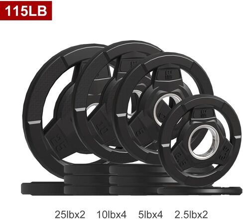 Weight Plate 2-Inch Rubber Coated Olympic Grip Plate for Barbell,Solid Cast Iron Weight Plates for Strength Training,Weightlifting,Crossfit,Home Gym, Single and Pair, 2.5/5/10/15/25/35/45 LB in Saudi Arabia