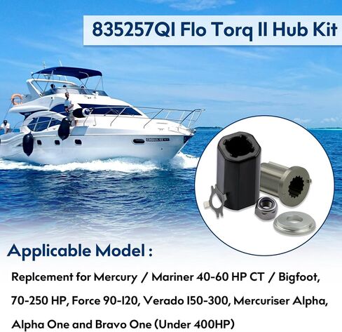 835257Q1 Flo-Torq II Hub Kit Replacement fit for Mercruiser Alpha/Mercury 135-300 HP/Bravo One/Mariner 40-60 HP CT/Alpha One Drives, Replace kit for Quicksilver Flo Torq II Hub Kit 3(below 400 HP) (5) in Kuwait