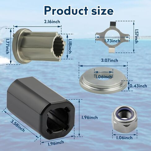 835257Q1 Flo-Torq II Hub Kit Replacement fit for Mercruiser Alpha/Mercury 135-300 HP/Bravo One/Mariner 40-60 HP CT/Alpha One Drives, Replace kit for Quicksilver Flo Torq II Hub Kit 3(below 400 HP) (5) in Kuwait