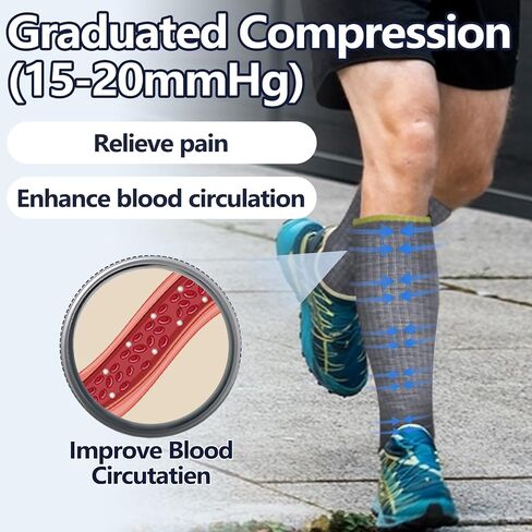 LIN PERFORMANCE Merino Wool Compression Socks for Women and Men 15-20mmHg Knee High Support Socks Thermal Warm Travel in Saudi Arabia
