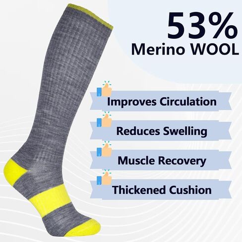 LIN PERFORMANCE Merino Wool Compression Socks for Women and Men 15-20mmHg Knee High Support Socks Thermal Warm Travel in Saudi Arabia