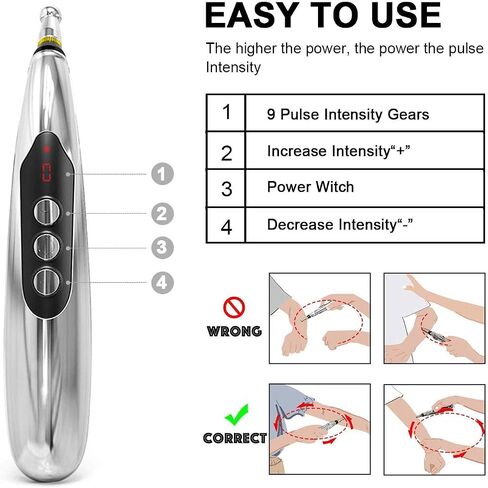 Acupuncture Pen, Rechargeable Electronic Acupuncture Pen Massage Pen Massager Meridian Therapy Machine Relief Pain Therapy Tools with 3 Massage Heads in Saudi Arabia