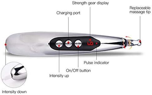 Acupuncture Pen, Rechargeable Electronic Acupuncture Pen Massage Pen Massager Meridian Therapy Machine Relief Pain Therapy Tools with 3 Massage Heads in Saudi Arabia