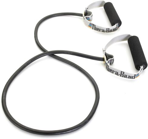 THERABAND Resistance Tubes, Professional Latex Elastic Tubing with Soft Handles, Exercise, Physical Therapy, Lower Pilates, At-Home Workouts, & Rehab, 48 Inch, Blue, Extra Heavy, Intermediate Level 2 in Kuwait