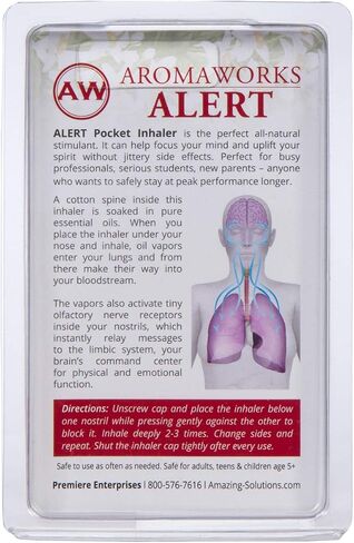 Alert Aromatherapy Nasal Inhaler – All-Natural Boost to Mental Focus and Stamina for Adults, Teens, and Children - 1 Pack in Saudi Arabia