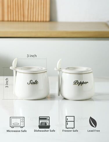 Salt and Pepper Bowls Set, 2pcs Ceramic Pepper Salt Container with Lid and Spoon for Countertop, Salt Cellar Dish with Lid for Sea Salt, Spice and Sugar, Pink in Saudi Arabia