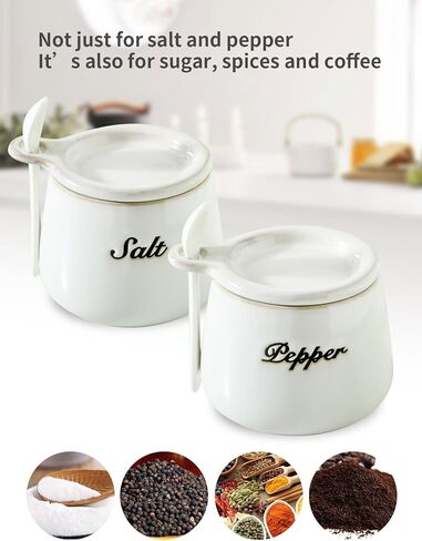 Salt and Pepper Bowls Set, 2pcs Ceramic Pepper Salt Container with Lid and Spoon for Countertop, Salt Cellar Dish with Lid for Sea Salt, Spice and Sugar, Pink in Saudi Arabia